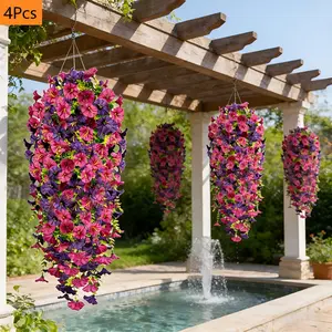 4Pcs UV Resistant Artificial Morning Glory Vines, Realistic & Vibrant