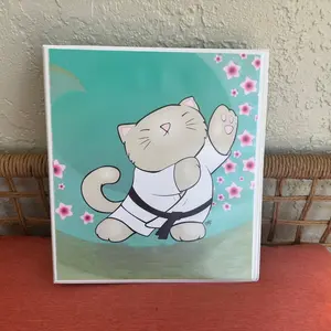Cute Cartoon Tai Chi Kitty 1.5 inch 3-Ring Binder for Kids Going Back to School
