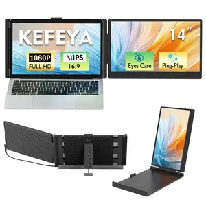 KEFEYA Laptop Screen Extender, 14" 1080P FHD IPS Laptop Monitor Extender for Home Office, Dual Travel Monitor for Laptops 13-17.3", USB-C HDMI Plug-Play for macOS Windows PS Switch Xbox Phone Pad
