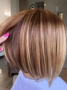 Gradient Wig for Women, Synthetic Wig, Synthetic Fiber Wigs, Bob Cut Side Part Short Straight Wig Set, Perfect Gift for Holidays, Daily Use, Multiple Occasions