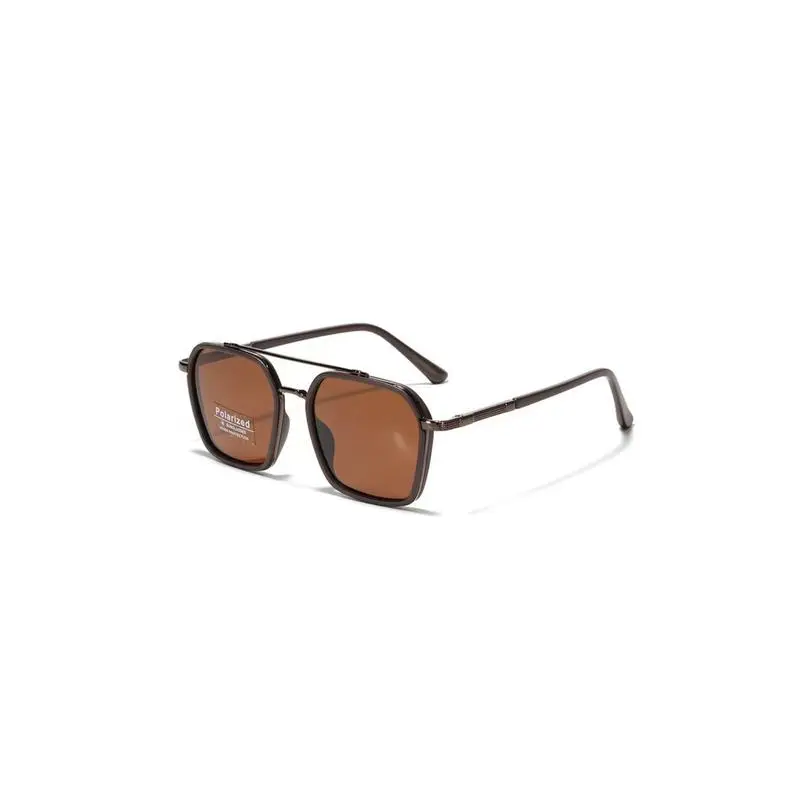 Back To School Sunglasses for Travel Use - Fashion Double Beam Sun Protection Glasses with Geometric Frame, Lightweight TR90 Material, Unisex