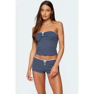 Isela Contrast Pointelle Tube Top Isela Contrast Pointelle Tube Top