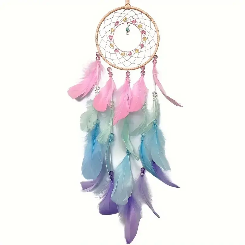 Colorful Dream Catcher, Artificial Feather Round Net Hanging Decor, Feather Design, Wall Hanging Decoration for Home, Hangable, Indoor Decoration, Decoration Items