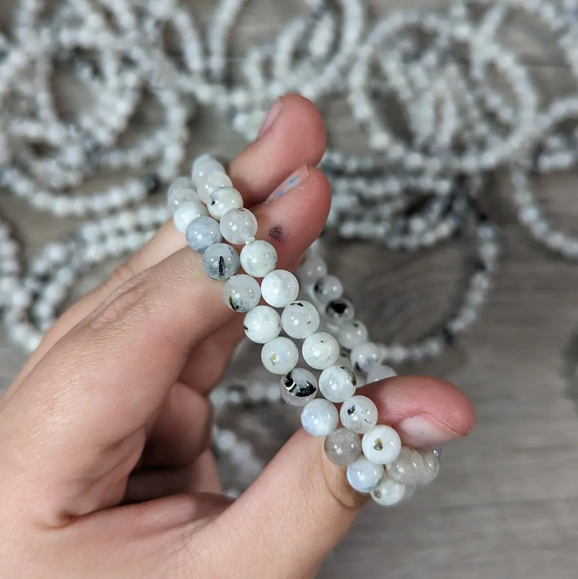 Sofia Rainbow Moonstone Stretch Bracelet 4mm Moonstone Crystal Gemstone Healing Bracelet Dainty style for Daily Use Handmade Gift for her, gift for him