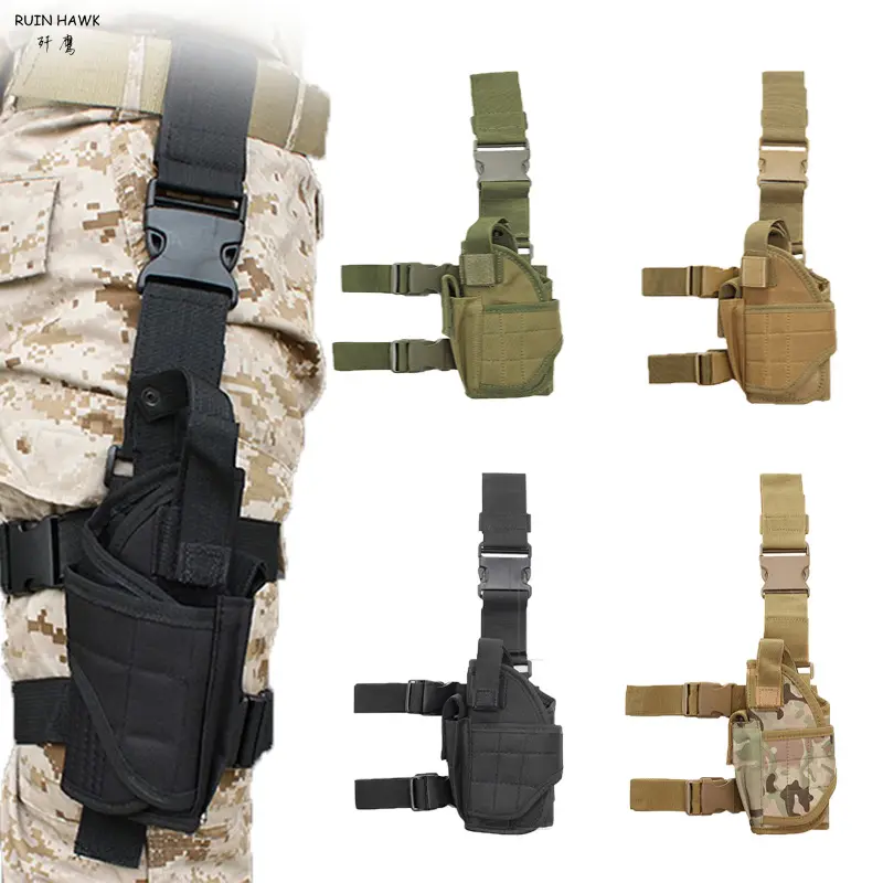 Tactical Concealed Holster, Universal Drop Leg Thigh Rig in Digital Camouflage with MOLLE Webbing and an Adjustable Pouch, Tactical Equipment, Outdoor