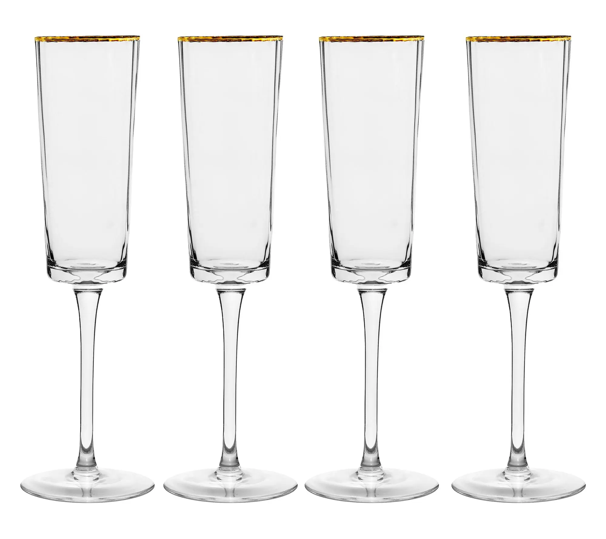 10 Strawberry Street Set of 4 Grace Gold Rim Flute