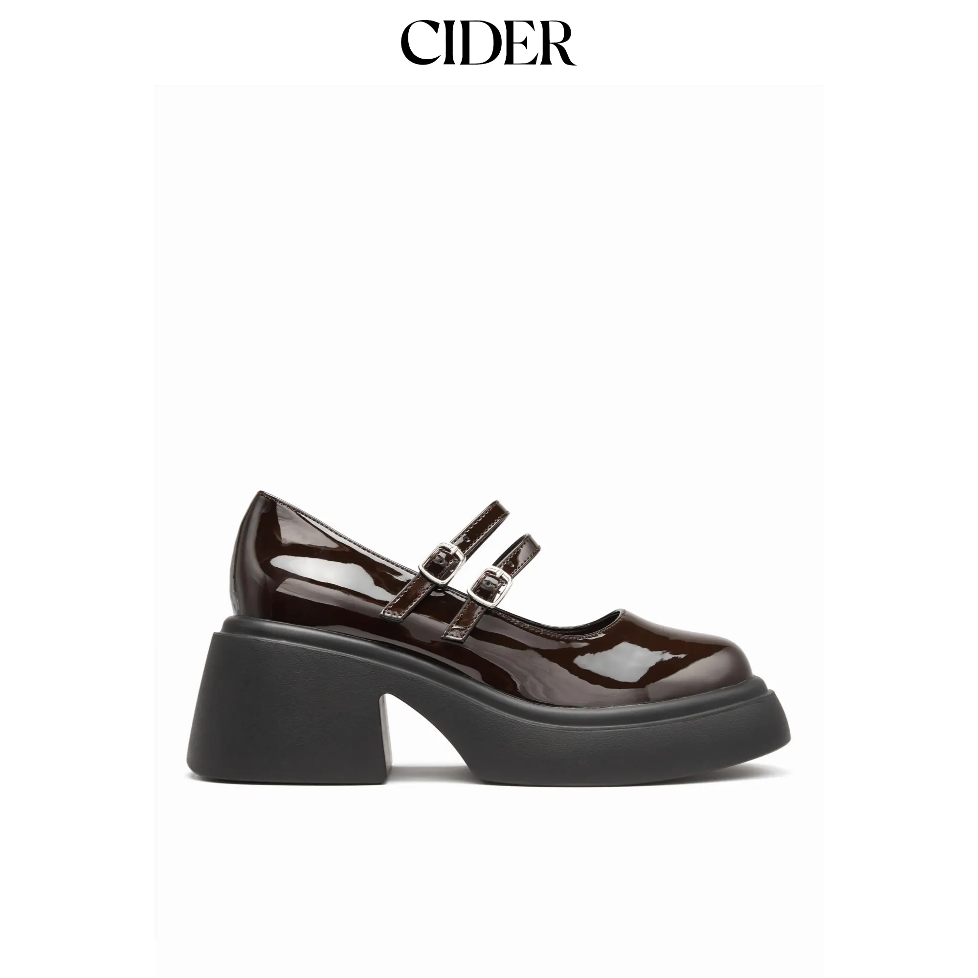 Cider DOUBLE BUCKLE CHUNKY HEELED LOAFERS, Buckled Loafers, Designer Buckle Loafers