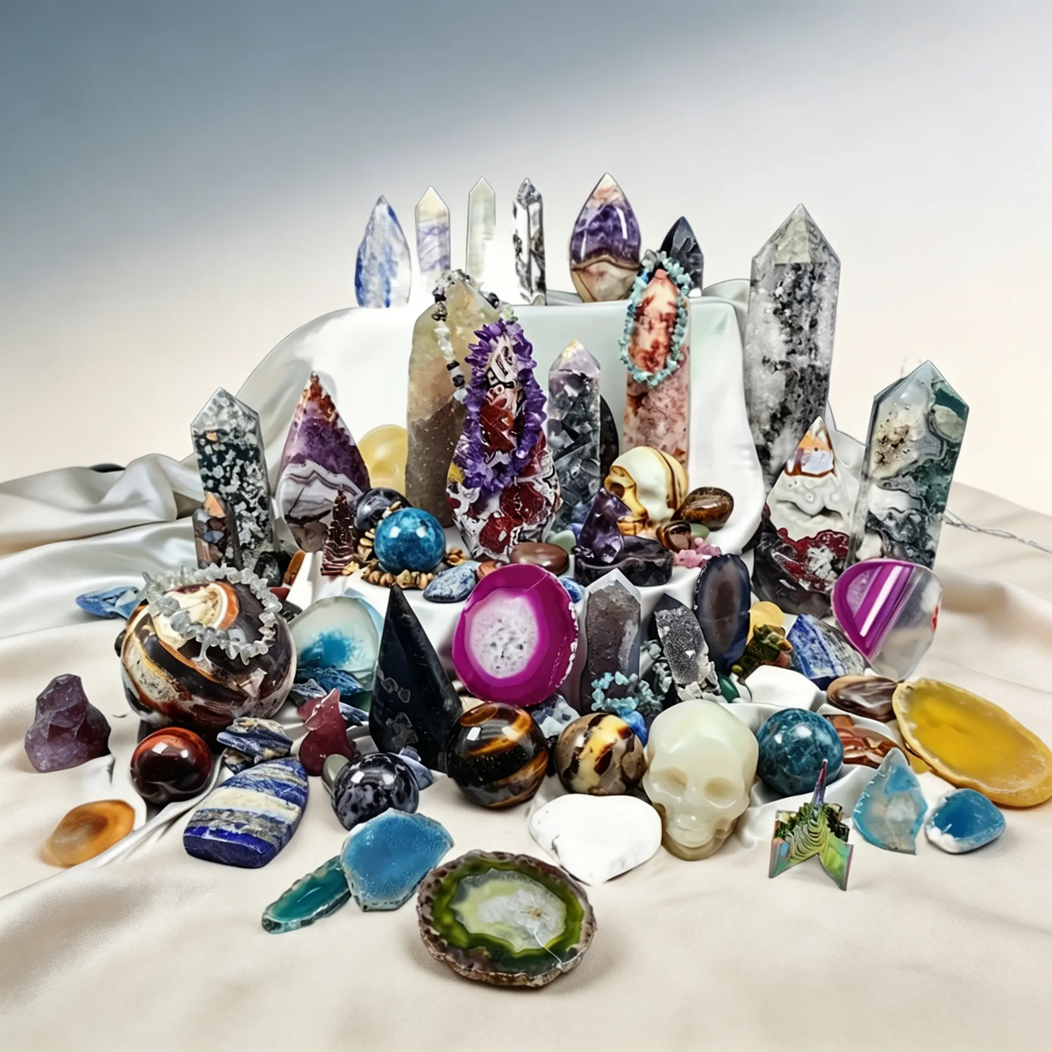 Must-Have Luxurious Natural Crystal Bundle - Healing Tower, Sphere, Unique Crystal Design Decor Box hollow