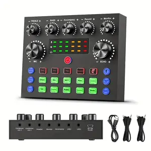 V8S Audio Mixer with Voice changer,Podcast Mixer,Sound Card for Phone Gaming Karaoke Studio Live Streaming Podcast, Live Sound Cards