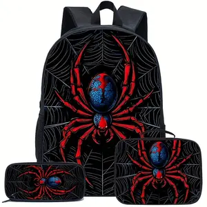 Red Spider Print Pattern Backpack, Cool and Trendy Backpack Storage Bag