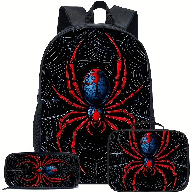 Red Spider Print Carrying Backpack - Fashion Durable Casual Sports & Outdoor Leisure Storage Bag, Casual Backpack, Fashion Durable Backpack