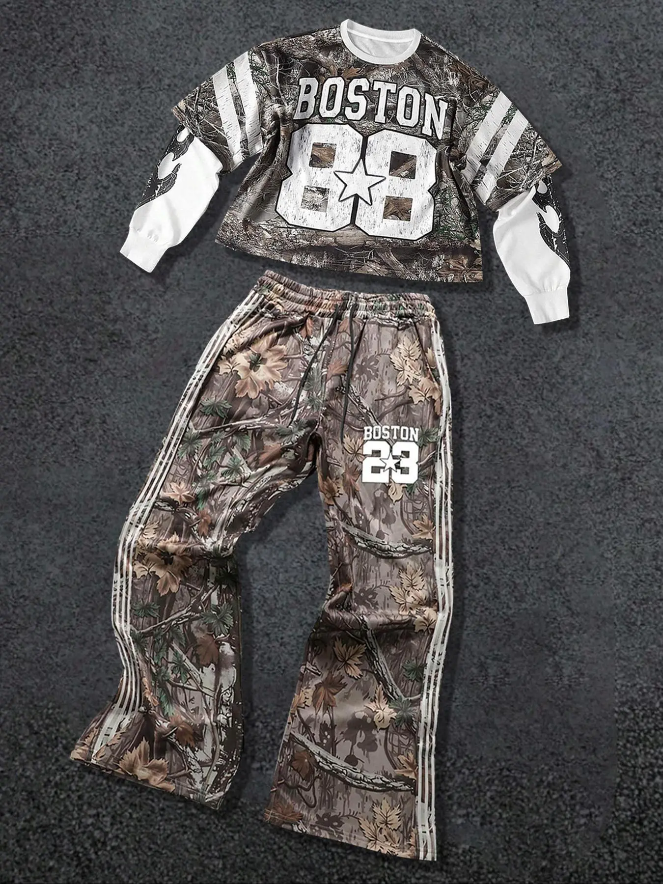 Two-Piece Set Men's Camo Print Sweatshirt & Pants, Regular Fit Casual Fashion Long Sleeve Pullover & Trousers for Daily Wear, Men's Two-piece for All Seasons, Fall outfit Clothes, Sportswear