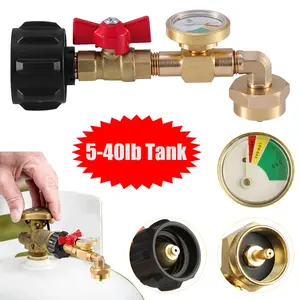 Dazone Propane Refill Adapter with Valve & Gauge, Fill 1 lb Bottles from 5~40 LB Propane Tank, Fits QCC1 Lpg Gas