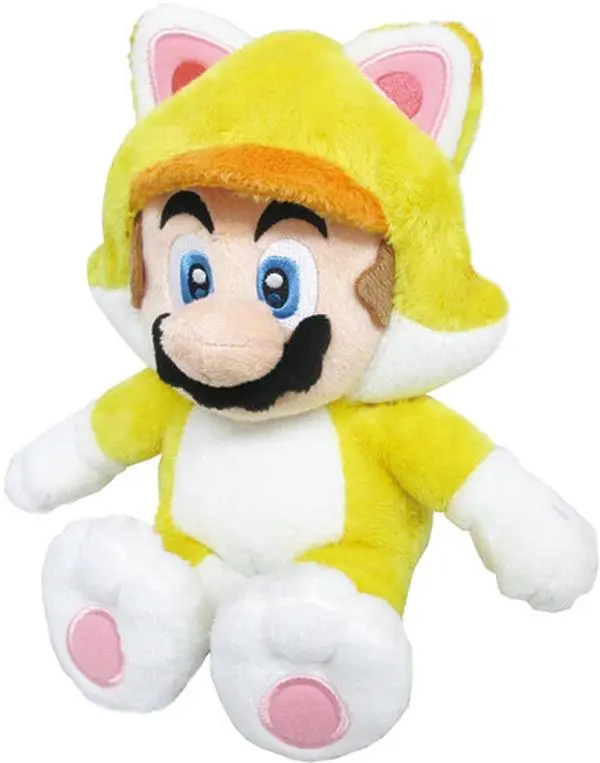 Nintendo Super Mario Cat Mario 10 in Plush Toy - TV/Movie Character Collectible with Climb Up Walls, Goal Pole, Pounce on Enemies Themed Design, Video Games, Unisex