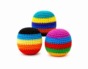 3PCS Hacky Sack Footbag Set, Handmade Crochet Footbags for Kids & Adults, Soft Kick Balls for Juggling, Tossing & Outdoor Play