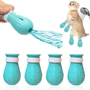 Adjustable Cat Bathing Shoes – 4 Pairs per Box, Silicone Pet Paw Protectors Grooming supplies for dogs and cats — perfect for scratch protection during bath time. tiktokshopspringglowup