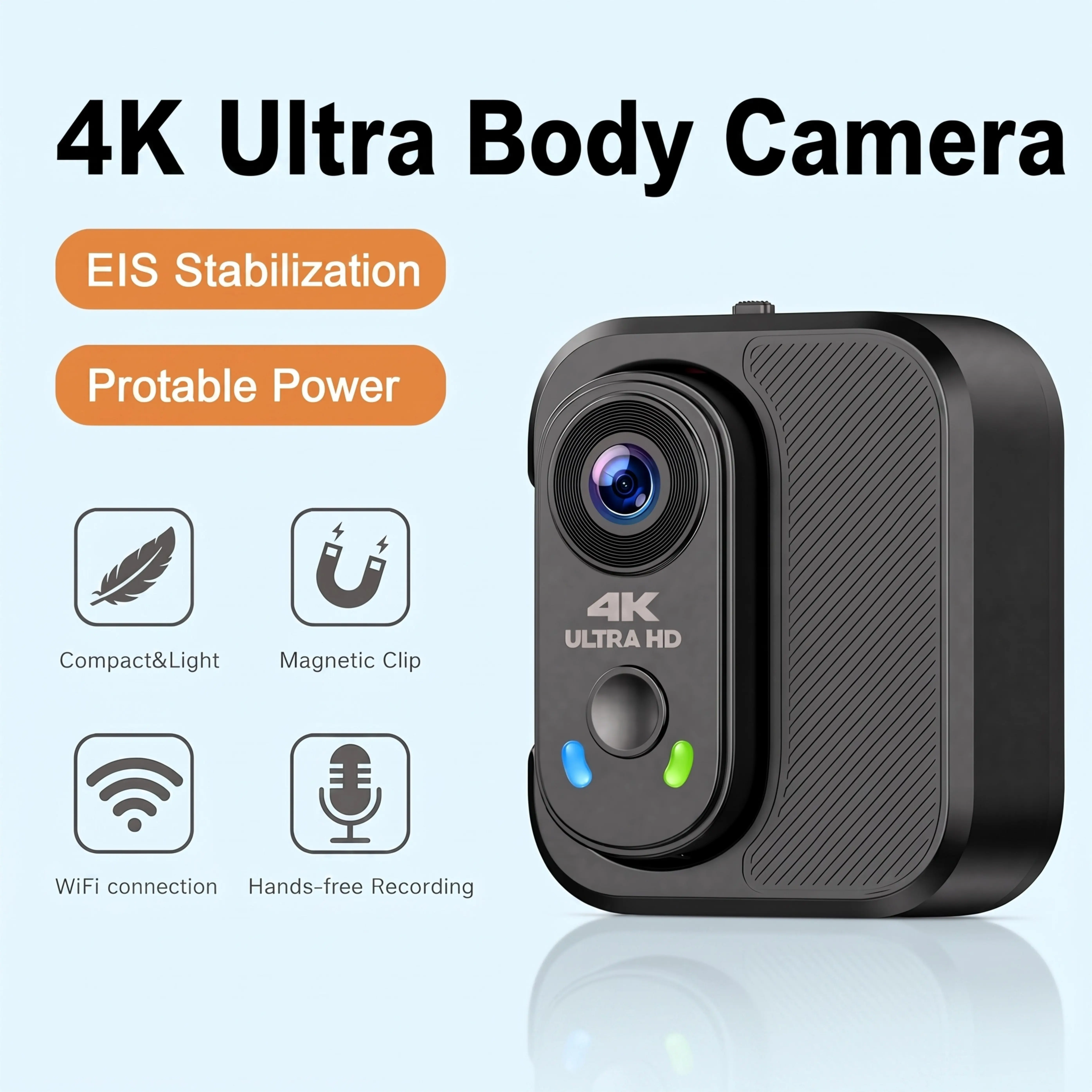 CAMWORLD Mini Hands-free EIS Stabilization 4K HD Bodycam,64GB Ultra Action Camera With Magnetic Clip,Portrait And Landscape Modes,Thumb Size,Wireless Connect,For Sport  Cycling,Motorcycle Pet Daily Vlogging,gift for TK Youtube creator,Dealsforyoudays tikt