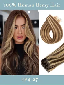 Double Needle Xo Hole Human Hair Extensions, Natural Straight Invisible, Reusable, No Glue Needed, Micro Ring Double Needle Injection