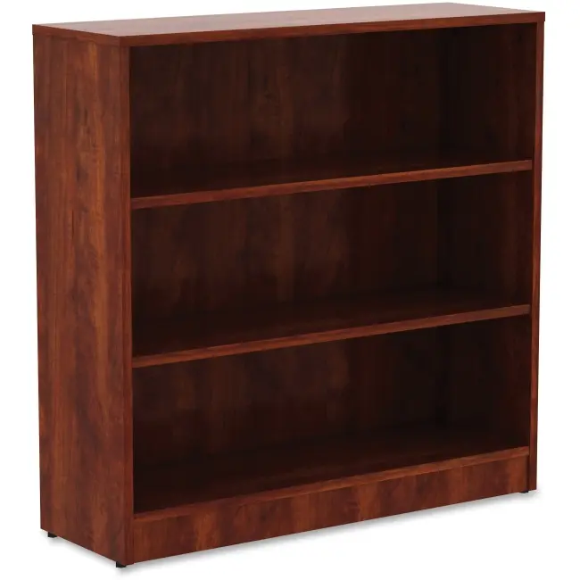 212 MAIN Cherry Laminate Freestanding Office Bookcase - Lorell LLR99782, 3 Adjustable Shelves, 36" h x 36" w x 12" d, Max 225lbs, Commercial Office Furniture, Book Organization Solution