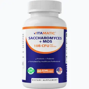 Vitamatic Saccharomyces Boulardii Probiotic Dietary Supplement - Acid-Resistant, 10B CFU per Serving, 300mg MOS Yeast Extract, 60 DR Capsules, Made in the USA, Healthcare Support