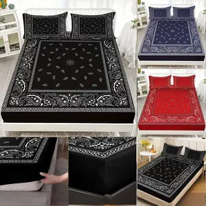 Chic Valentine’s Day Gift, Edgy & Paisley Design, Includes 1 Fitted Sheet & 2 Pillowcases, Perfect for Cozy Nights, Paisley Bed Sheets