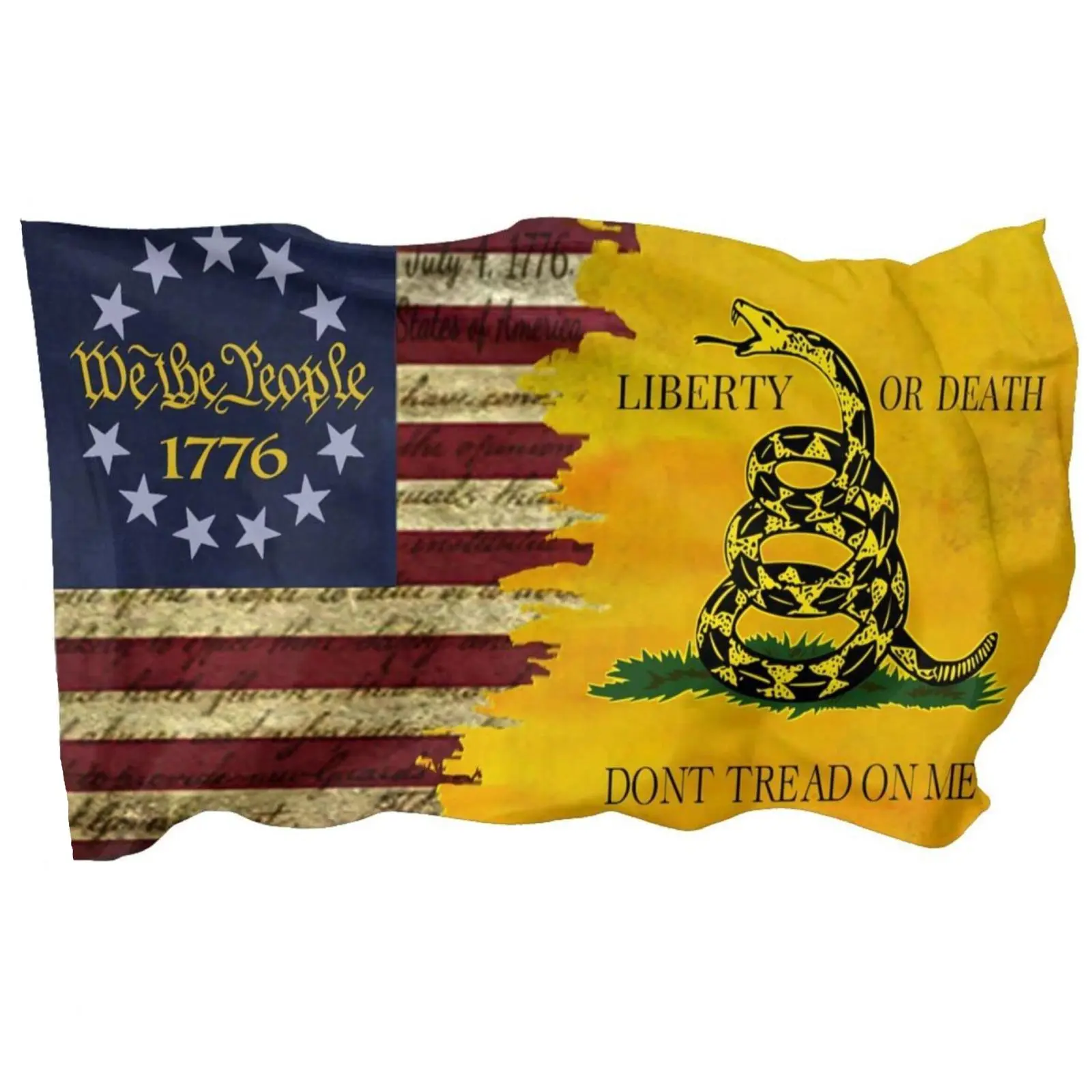 1776 Dont Tread On Me Double-Sided Flag 3x5 Ft We The People Retro American Flag Polyester Mirror Printing Outdoor House Patriotic Banner Decorate Garden Flags Independence Day Decoration