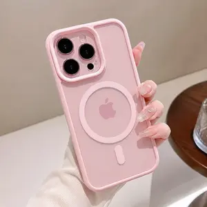 Pink Magnetic Clear Phone Case for iPhone 17 16 15 14 13 12 11 Pro Max Plus, MagSafe Wireless Charging Shockproof Cute Girly Protective Cover
