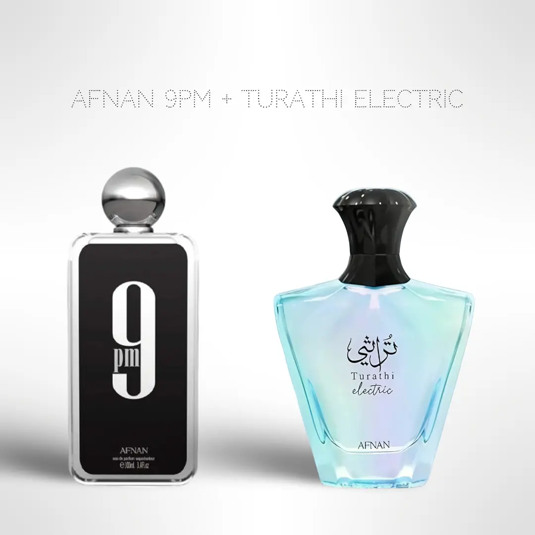 Evening Elite Duo – 9PM + Turathi Electric – 2 x 100ml Eau de Parfum – Long-Lasting Bold Fragrance Bundle for Men