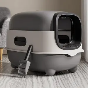 Extra-large fully enclosed cat litter box, flip-top design, splash-proof and deodorizing, large space and capacity, suitable for large and fat cats, ideal for indoor households with overweight cats or multiple cats, Litter Box Enclosure