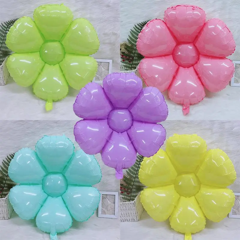 Daisy Flower Shaped Balloon, Daisy Balloons, 5 Counts/set Colorful Inflatable Balloon, Party Balloon for Birthday Wedding Baby Shower Decoration