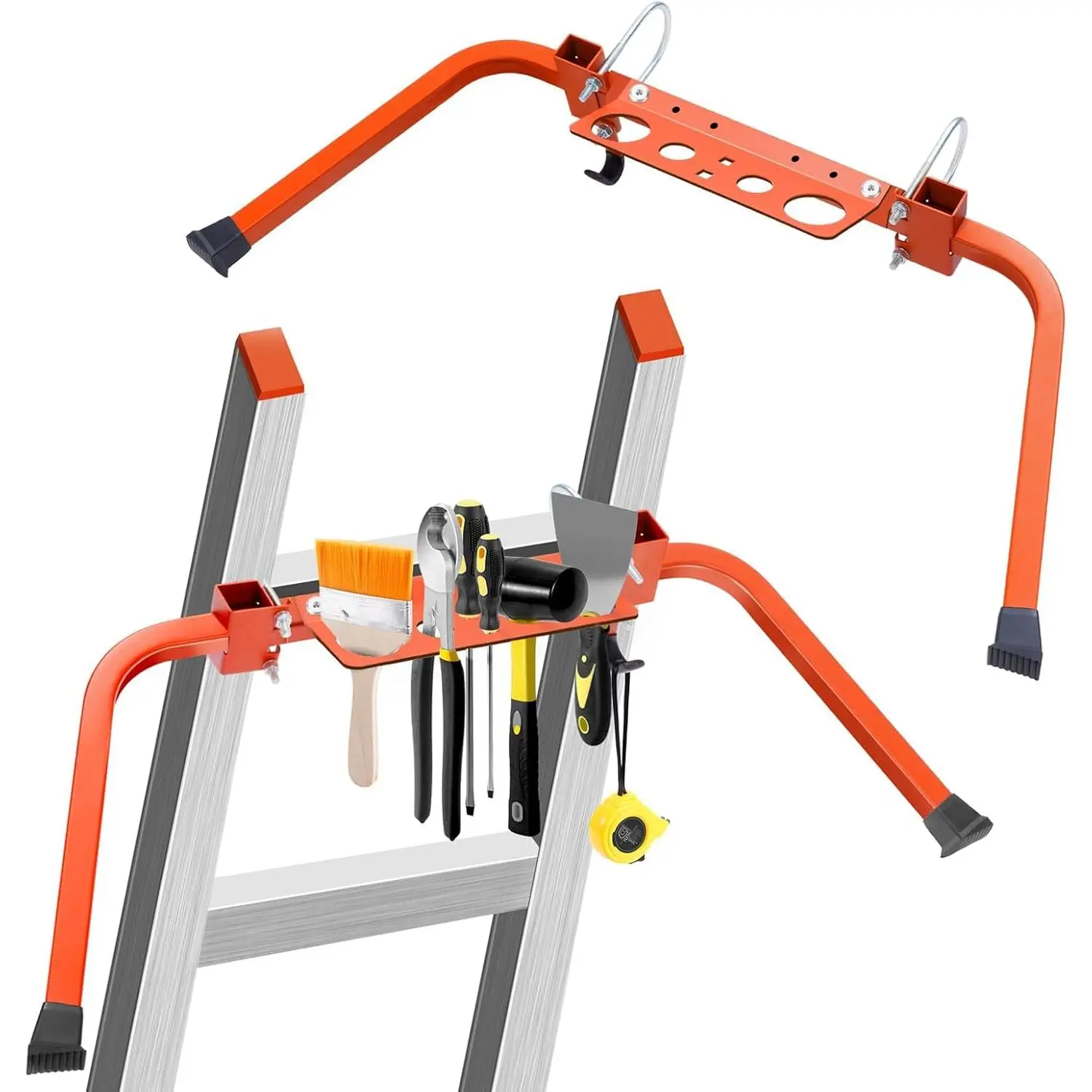 Adjustable Ladder Stabilizer with Tool Tray and Hook - Heavy Duty Roof Gutter Guard, Universal Ladder Stabilizer for Gutters/Windows, Suitable for All Ladder Types, Safety Stabilizer
