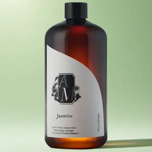 Jasmine Scented 500ML Aromatherapy Essential Oil, Reed Diffuser Refill Liquid, Home Indoor Air Freshener, Bathroom Deodorizer