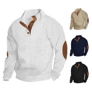 Spring And Autumn Men's Stand Collar Long Sleeve Casual Outdoor Top Jacquard Knitwear