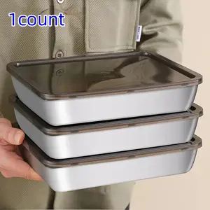 Stainless Steel Food Storage Container with Lid, Rust Resistant Container, Durable for Meat Vegetables Fruits, Easy Clean Airtight Design