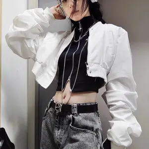 2025 American Motorcycle Duplex Retro Spring and Autumn Hot Cool Short Zipper Jacket Women Slim Fashion Lapel Top Long Sleeve Jacket Womenswear Coats