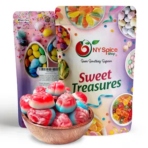 NY Spice Shop Brain Gummy Candy -  Trick-Or-Treat Party Brain Gummies Candy - Edible Brains Candy Brains Party Favors - Jelly Filled Gummi Brains - Memory Brain Gummies