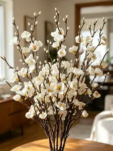 BEGINS 12Pcs Artificial Plum Blossom Branches – Silk Stems Flowers, Long Fake Floral Stems for Table Centerpieces, Wedding, Office, Garden Decor