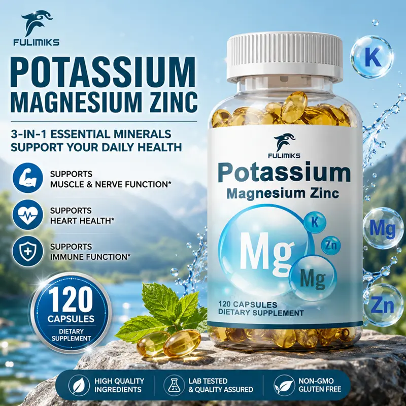 Potassium Magnesium Zinc Electrolytes Capsules, Relieve Leg Cramps, Boost Muscle & Bone Health, Regulate Sleep & Heart Function