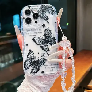 Lace Butterfly Pattern Phone Case, Aesthetic Anti-Drop Protective Cover, Valentine's Day Gift, Compatible with iPhone 17/11/12/13/14/15/16/7/8
