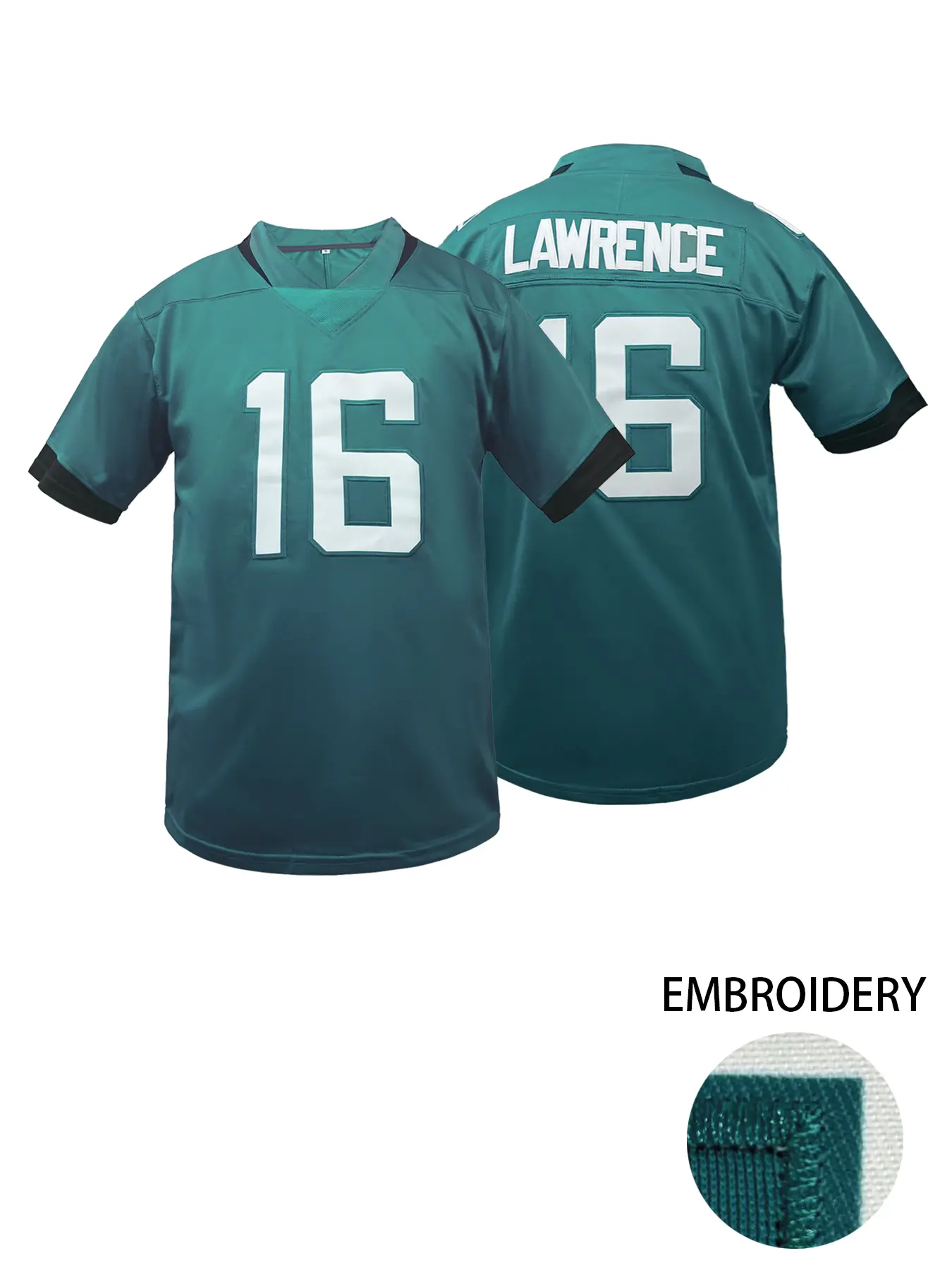 Boyfriend Style Men's Embroidery American Football Jersey Jacksonville #16 Green Casual Short Sleeve V-Neck T-Shirts Party Sports Top