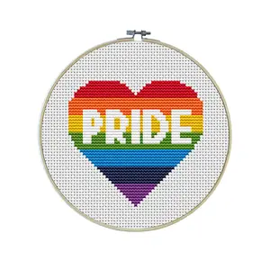 Rainbow Pride Premium Cross Stitch Kit - EVERYTHING INCLUDED | Heart Pattern | Pride Month | Coming Out Gifts | Chakras | LGBTQ