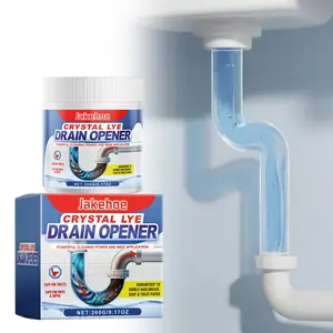 Universal Pipe Drain Powder 260g Crystal Lye Unclogger Quick Cleaning Soap Scum Dirt Hair Residue Removal Safe for Kitchen Bathroom Shower Sink Surfaces