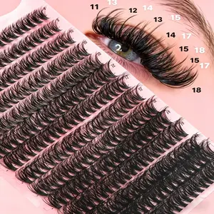 Enron Diary 40P D Curl Cluster Lashes, 8-18mm Mixed Length Fluffy Volume Individual Lash Clusters, Lightweight Comfortable Reusable DIY Eyelash Extensions Volume False Eyelashes Dramatic Fluffy Lash Eyelashes Extensions for Daily & Party Makeup