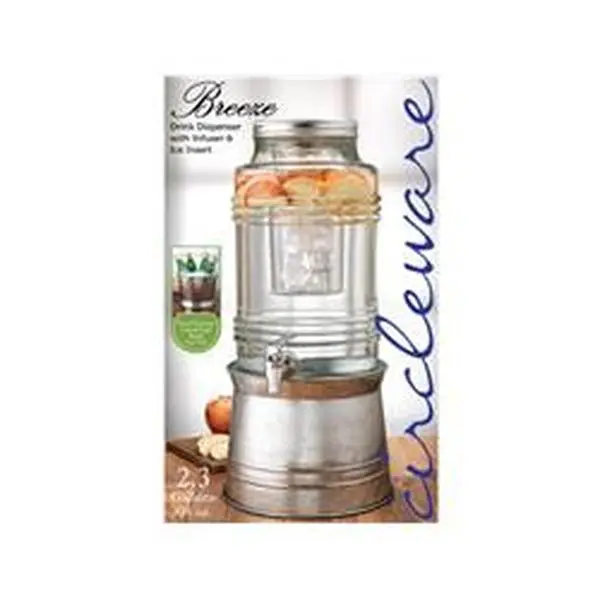 Circleware 92007 Sturdy 2.4 gal Breeze Beverage Dispenser for Daily Use, with Ice Insert, Fruit Infuser, and Galvanized Base