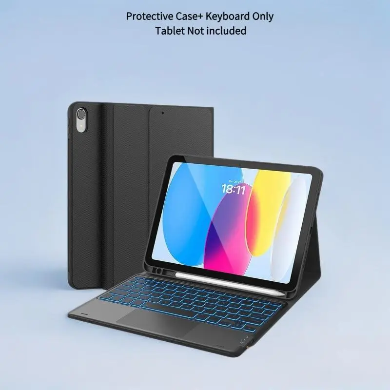 YOWOLF for iPad 11th 10th Generation Case with Keyboard   Backlit Wireless Detachable Folio Keyboard Cover with Pencil Holder for iPad 11-inch A16 2025 10th Gen 10.9 Inch 2022（Tablet Not included）