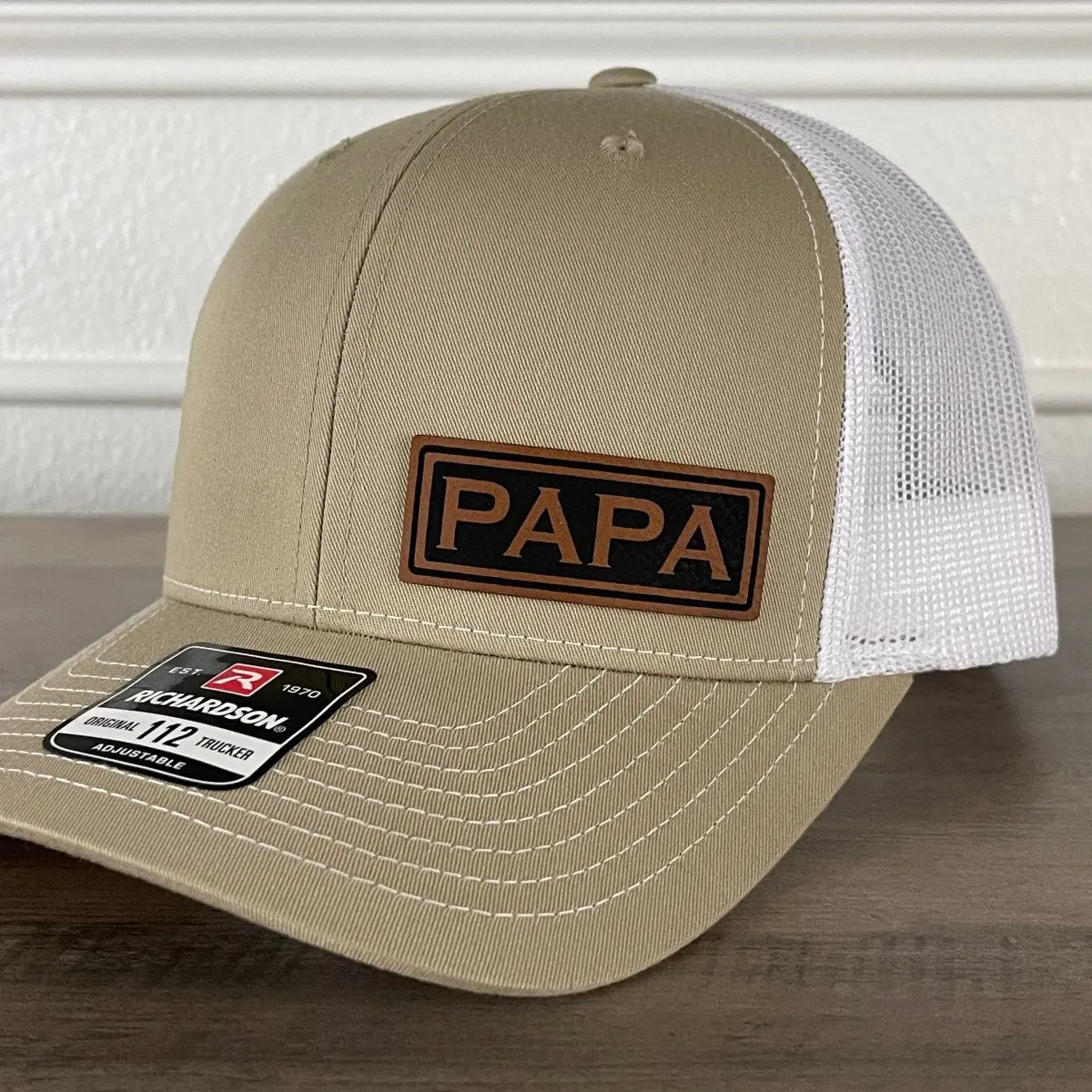 PAPA Side Leather Patch Hat Khaki