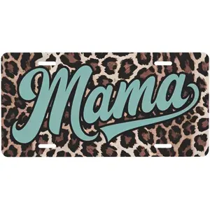 Mama Leopard Print License Plate Decorative .Metal Car Plate .Vanity Tag .Aluminum Noverlty License Plate Waterproof Colorfast 12×6 Inch
