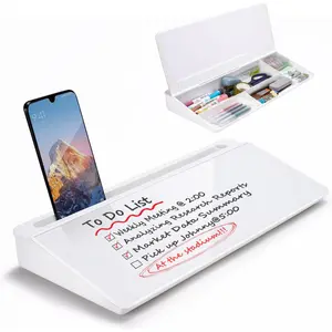 Glass Desktop Organizer with Drawer – Keyboard Stand & Dry Erase Board for Office Desk Storage and Workspace Organization