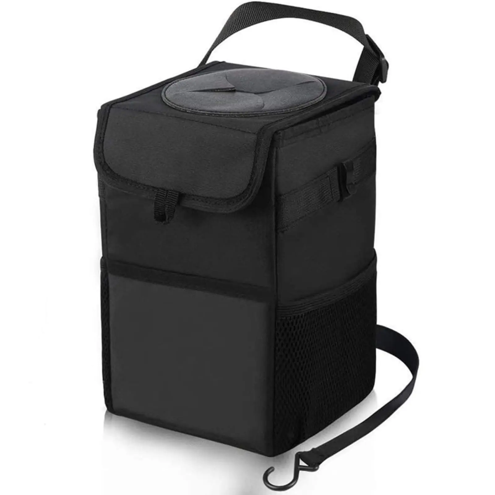 Car Trash Can with Lid & Trash Bags, Leakproof Collapsible Car Organizer with Storage Pockets, Waterproof Portable Hanging Trash Bin, Auto Garbage Can for SUV Truck Backseat Car Interior Accessories