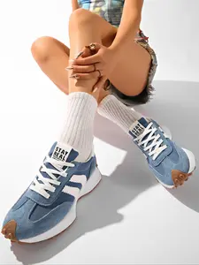 Women's Fashion Thick Sole Sneakers, Breathable Walking Shoes, Comfortable Support, Casual Textile Upper, Rubber Outsole, All-Season Wear, Thick Soled Sneakers, Breathable Lightweight Sneakers, Casual Athletic Sneakers, Trendy Walking Sneakers